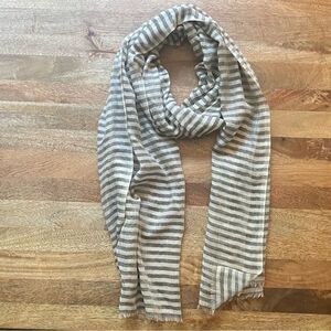 Black grey and off white striped natural fiber rock and roll chic scarf